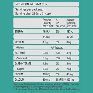 MILKLAB Coconut Milk 1L Side Lable Nutritional Info Close Up Mylkables