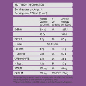 MILKLAB Macadamia Milk 1L Nutritional Information label Mylkables