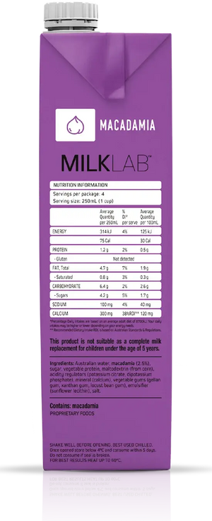 MILKLAB Macadamia Milk 8x1L (2 Boxes)