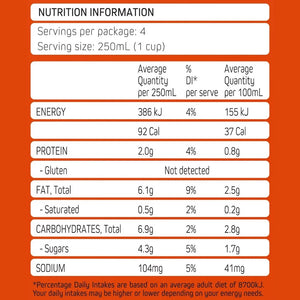 MILKLAB Almond Milk 1L Nutritional Info Label Mylkables