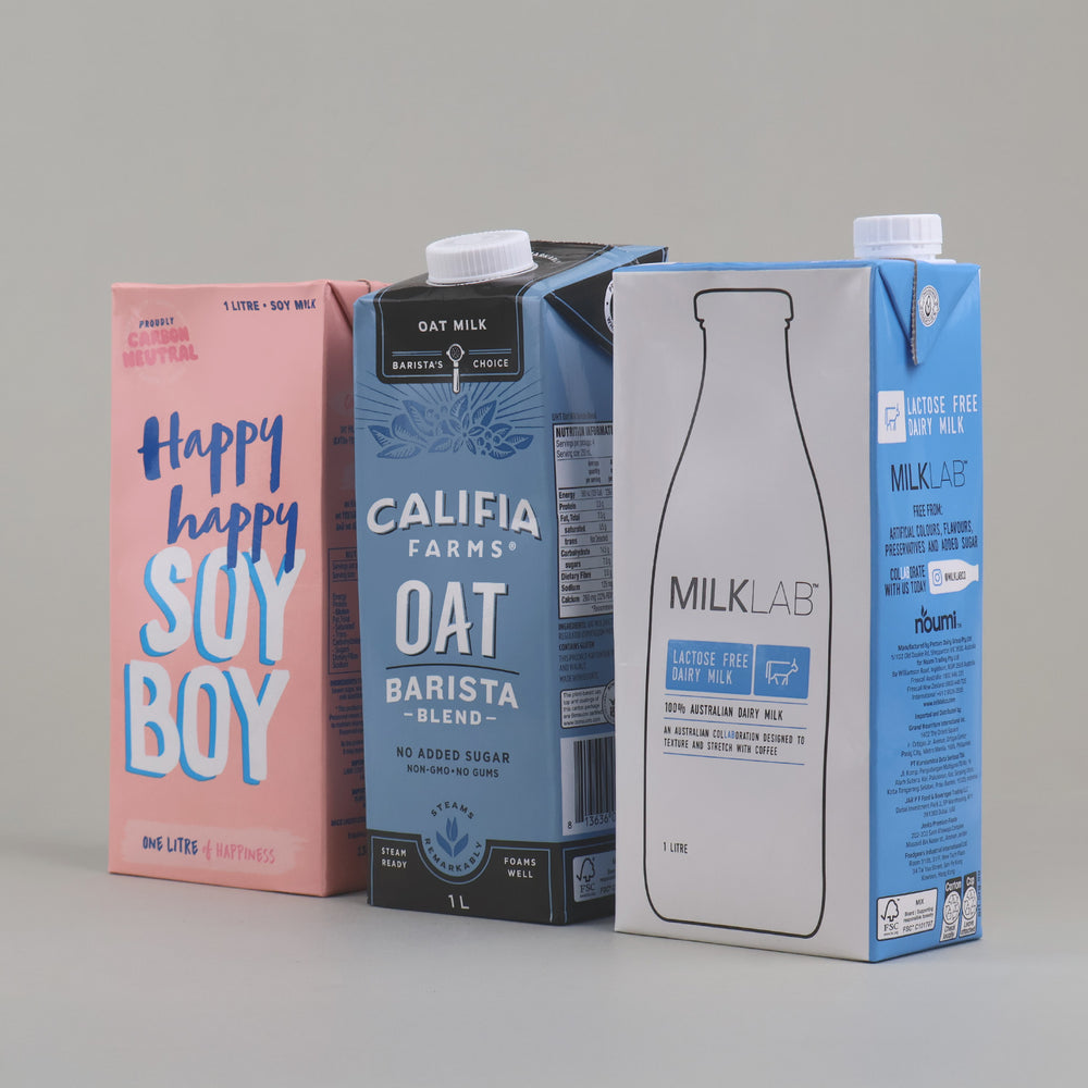 OG Mylk Trifecta - Happy Happy Soy Boy, Califia Farms Oat & MILKLAB Lactose Free
