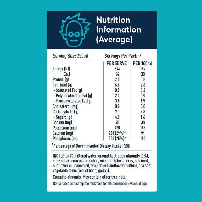 The Alternative Dairy Co Barista Almond Milk 1L Nutritional Information Mylkables