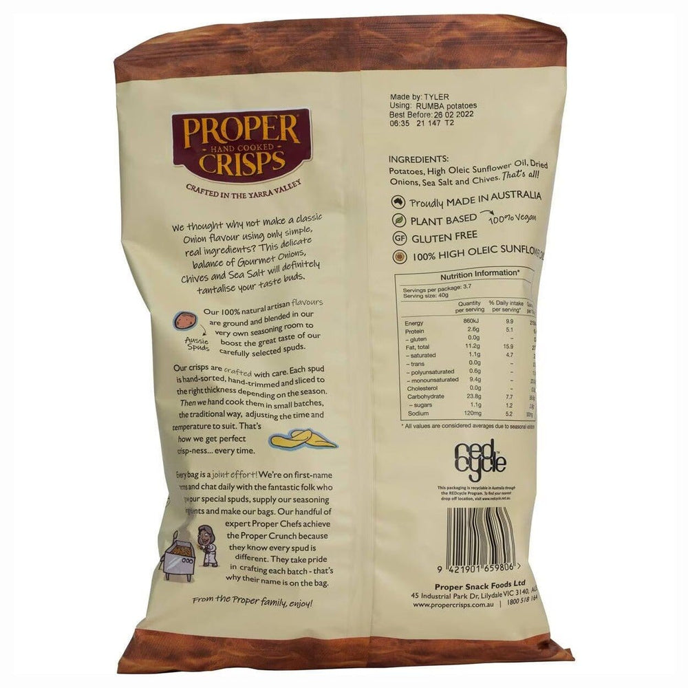 Proper Crisps Onion & Chives 150g