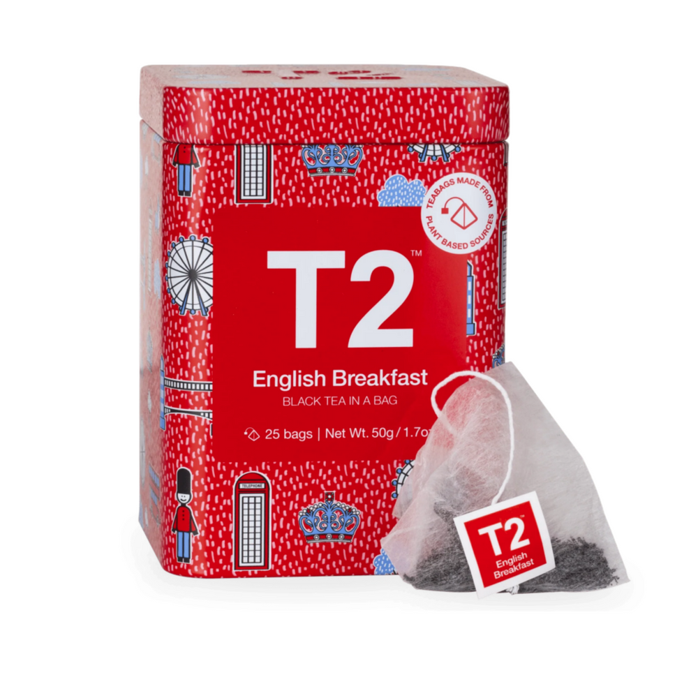 T2 English Breakfast Tea Bag Classic Icon Tin 25 Pack | 50g