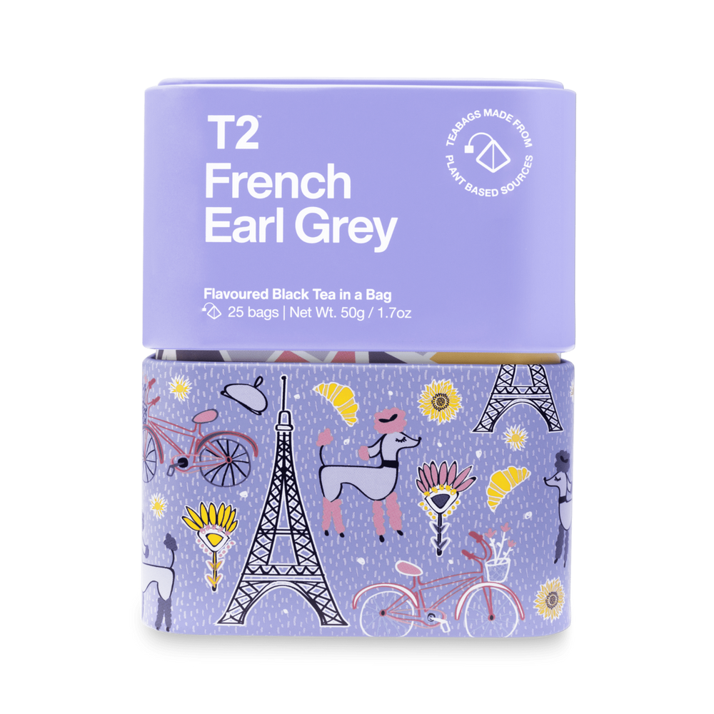 T2 French Earl Grey Tea Bag Classic Icon Tin 25 Pack | 50g